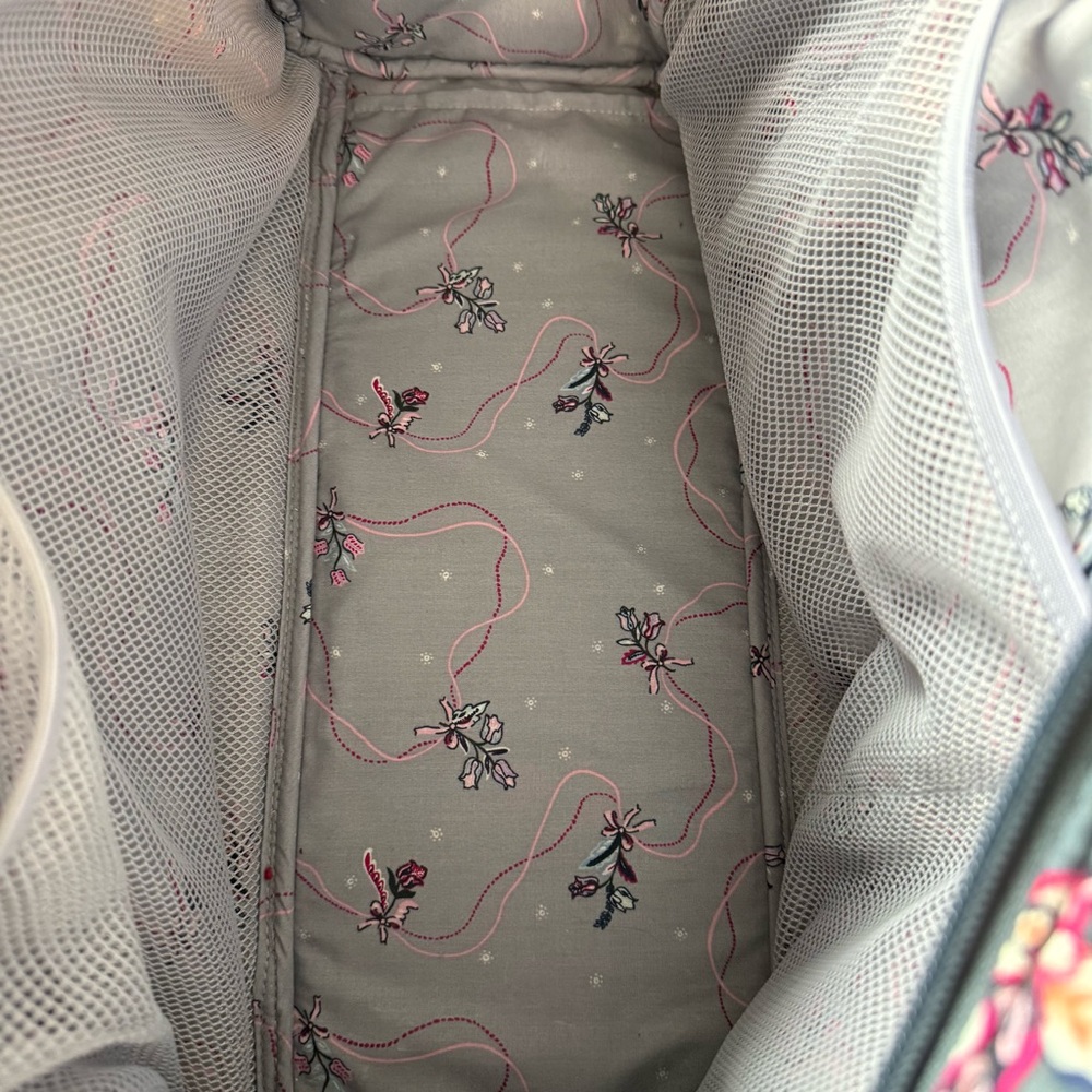 Floral Quilted Women's Bag - Gray and Pink - Picture 4 of 10